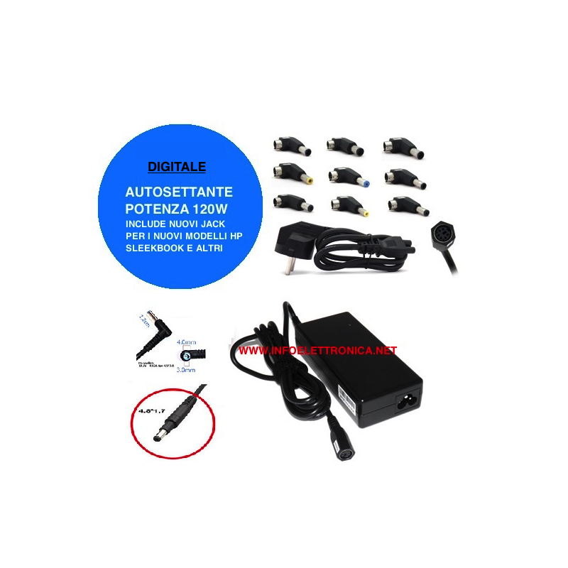 Alimentatore Universale per Notebook 120W Autosettante digitale Alimentatore Universale per Notebook 120W Autosettante digitale