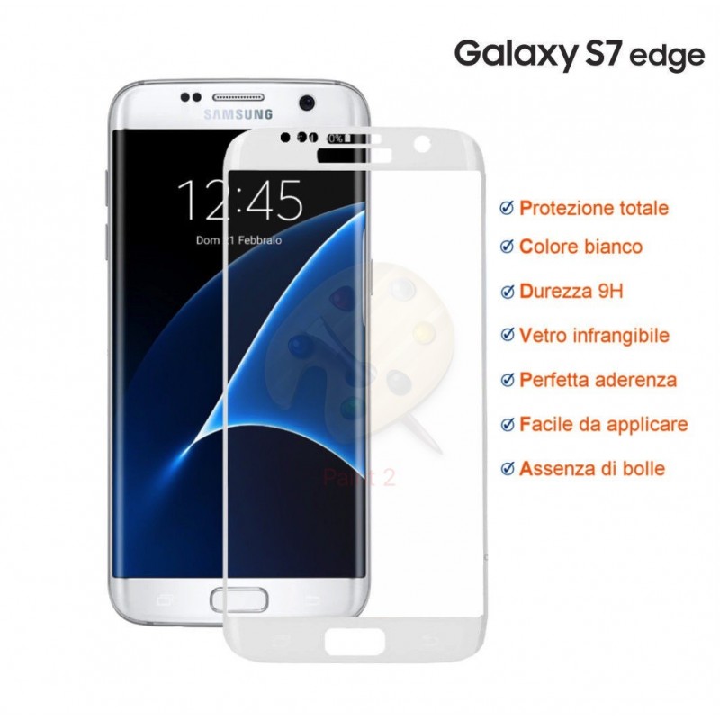 Pellicola colore bianco curva in vetro temperato per Samsung Galaxy S7 Edge Pellicola colore bianco curva in vetro temperato per Samsung Galaxy S7 Edge