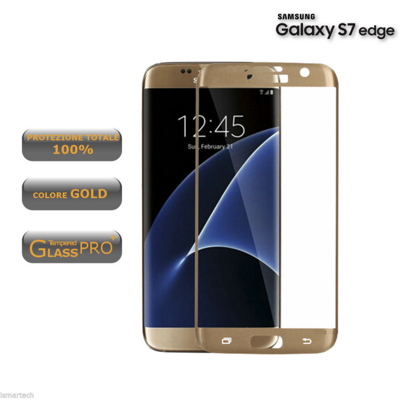 Pellicola colore oro curva in vetro temperato per Samsung Galaxy S7 Edge Pellicola colore oro curva in vetro temperato per Samsung Galaxy S7 Edge