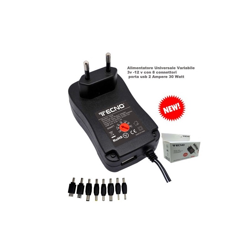 Alimentatore Universale variabile 30w con 8 adattatori Alimentatore Universale variabile 30w con 8 adattatori