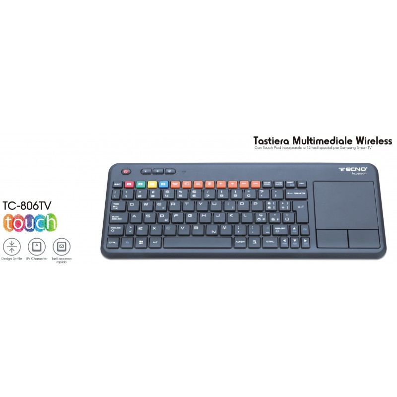 Tastiera Multimediale Touch Pad integrato per smart Tv Pc funzione telecomando Tastiera Multimediale Touch Pad integrato per smart Tv Pc funzione telecomando