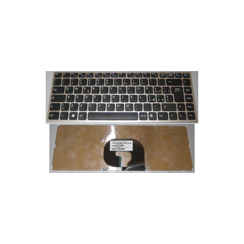 Tastiera italiana silver con tastiera nera compatibile con Sony PGC-31311M Tastiera italiana silver con tastiera nera compatibile con Sony PGC-31311M