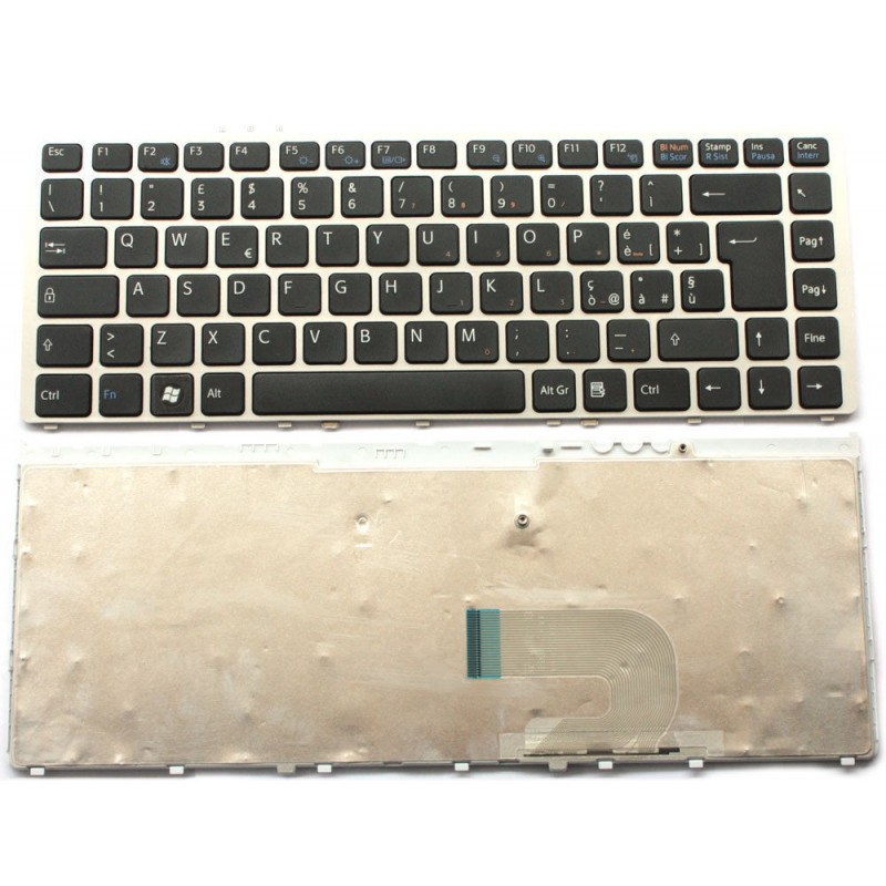 Tastiera italiana compatibile con Sony Vaio VGN-FW nera frame silver Tastiera italiana compatibile con Sony Vaio VGN-FW nera frame silver