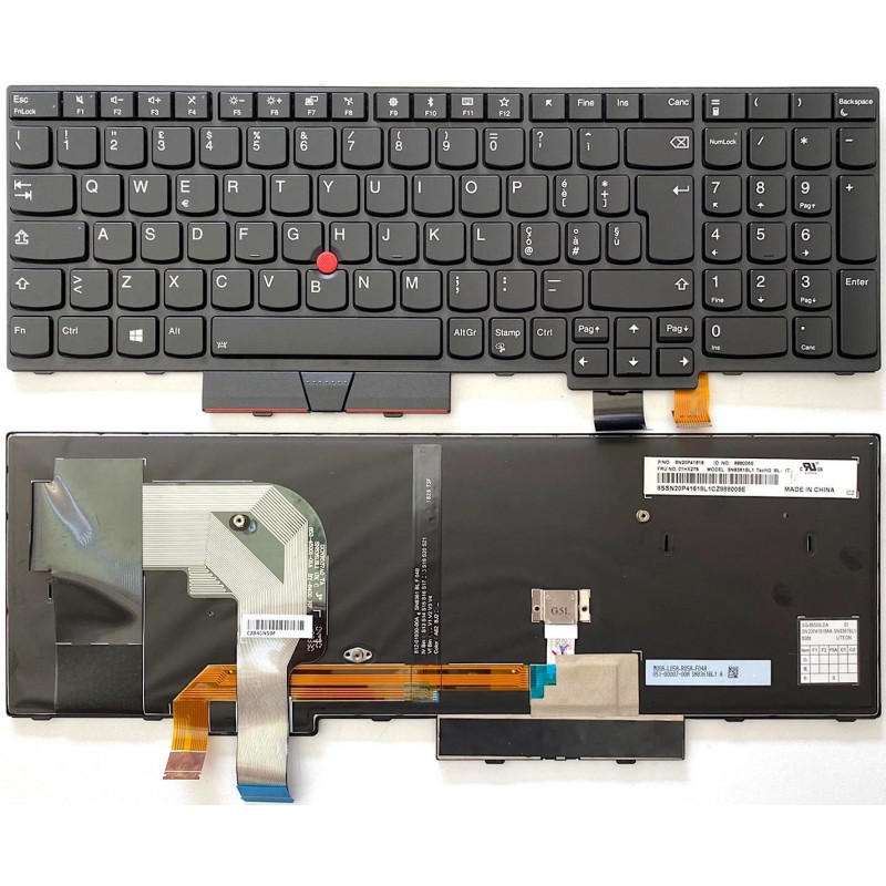 Tastiera italiana compatibile con Lenovo ThinkPad P51S P52S T570 T580 Retroilluminata Tastiera italiana compatibile con Lenovo ThinkPad P51S P52S T570 T580 Retroilluminata
