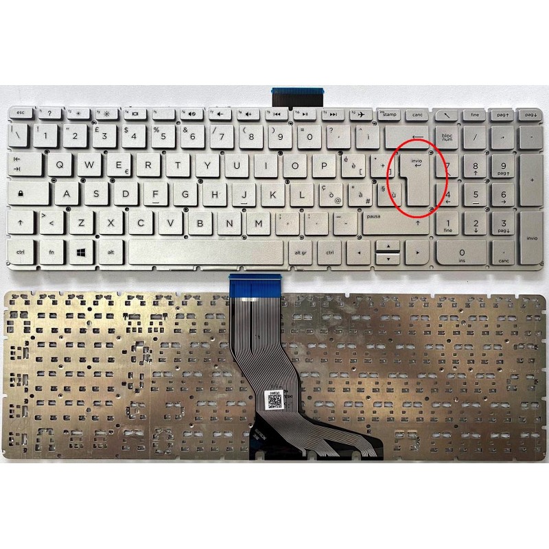 Tastiera italiana Silver per HP Pavilion 15-AB 15-AK 15-AN TASTO ENTER GRANDE Tastiera italiana Silver per HP Pavilion 15-AB 15-AK 15-AN TASTO ENTER GRANDE