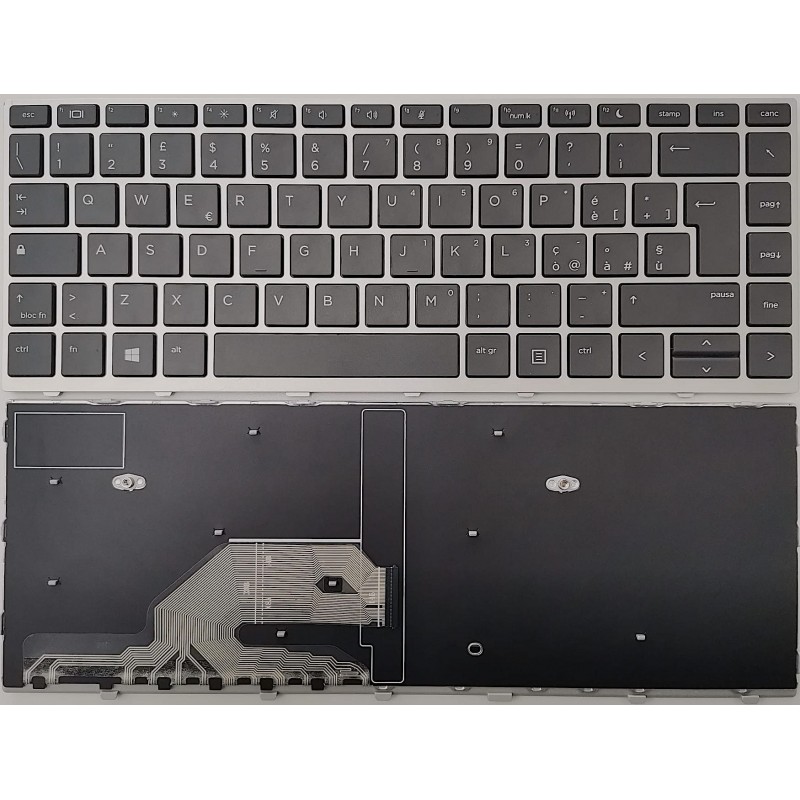 Tastiera italiana compatibile con HP Probook 430 G5 / 440 G5 Silver Frame Tastiera italiana compatibile con HP Probook 430 G5 / 440 G5 Silver Frame