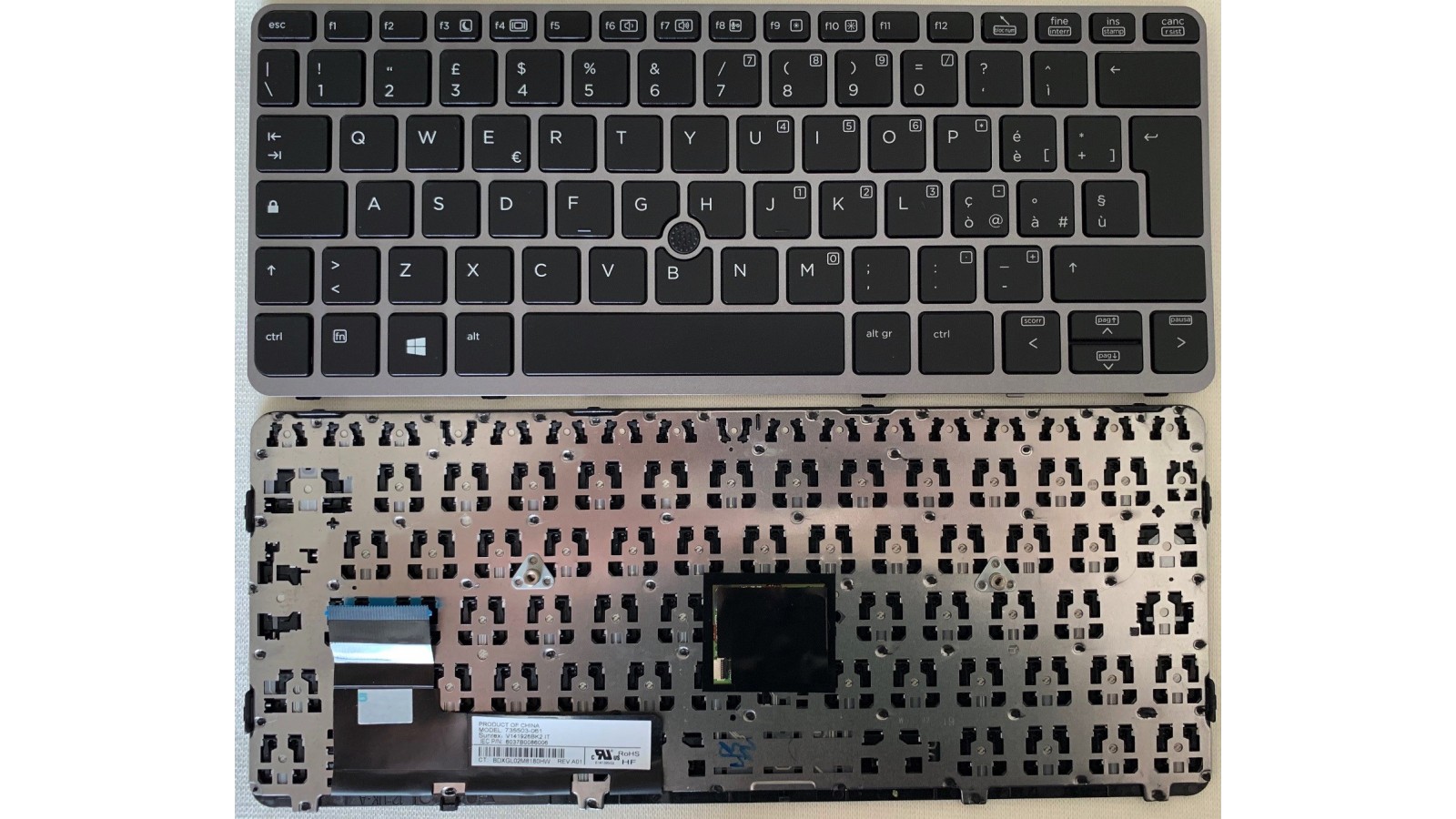 Tastiera Italiana compatibile con Hp Elitebook 820 G1 820 G2 con Trackpad e Silver Frame