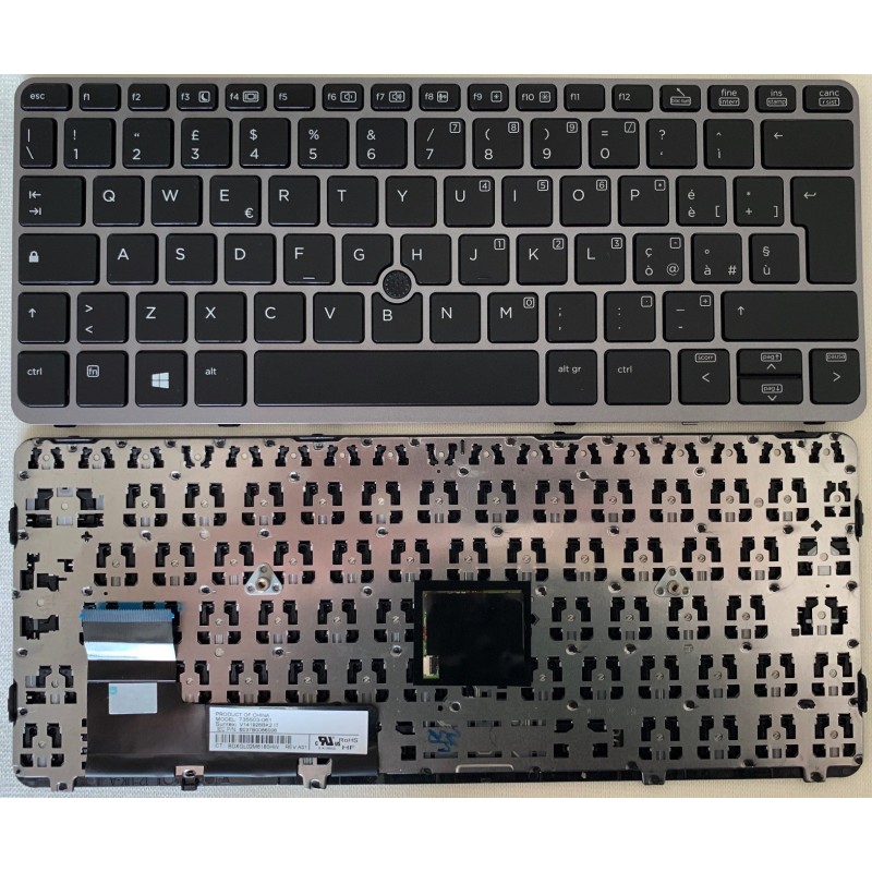 Tastiera Italiana compatibile con Hp Elitebook 820 G1 820 G2 con Trackpad e Silver Frame