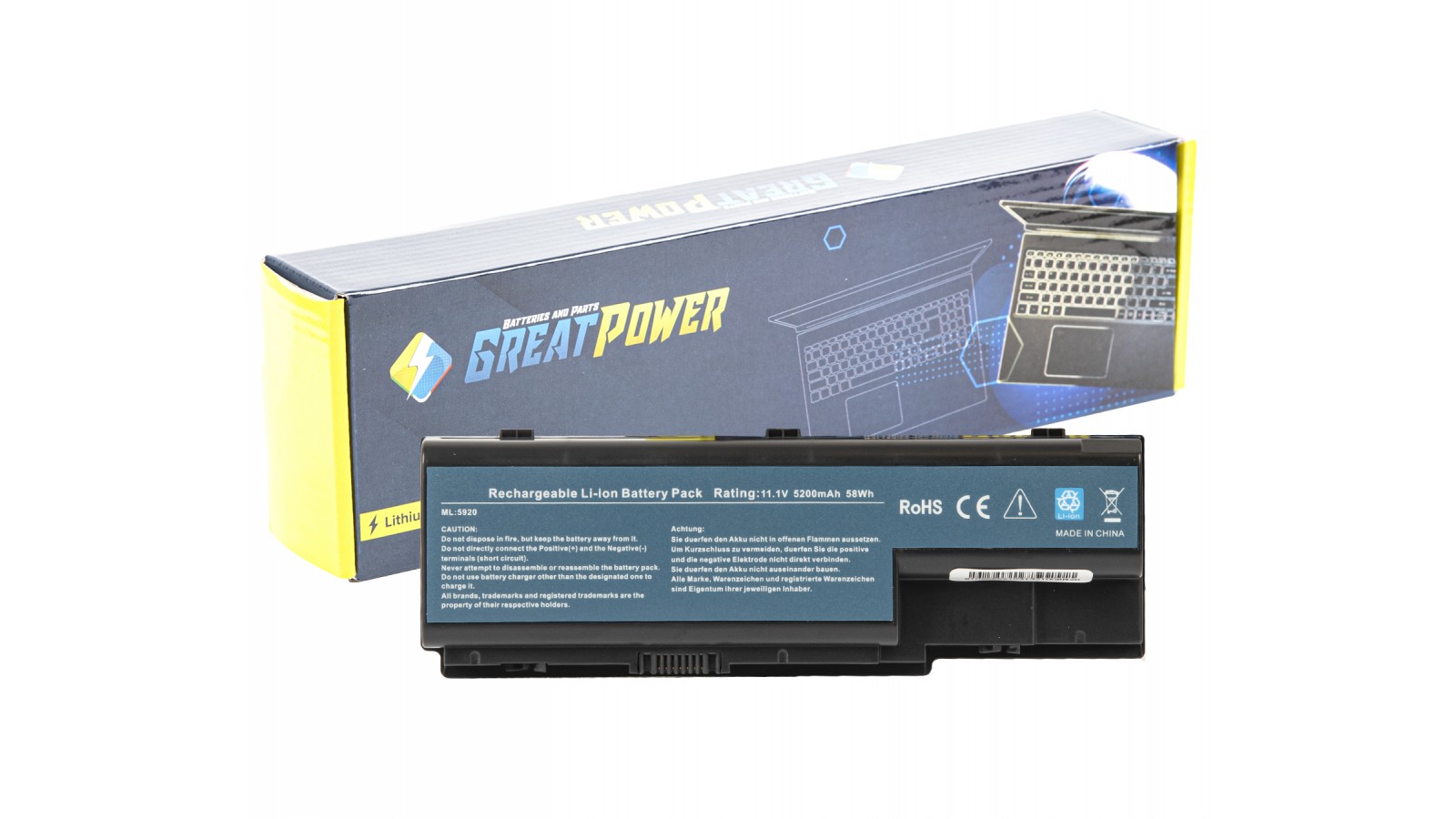 Batteria 5200mAh compatibile Acer Aspire 5220 5310 5315 5320 5530 5715 5730 5739 5910 5930 5935 5940 5942 6530 6930 6935 7230 75