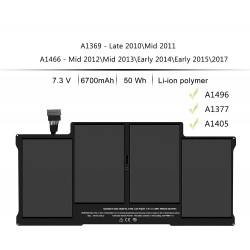 Batteria per Apple MacBook Air 13" A1369 2011 A1377 A1405 A1496 A1466 6900 mAh