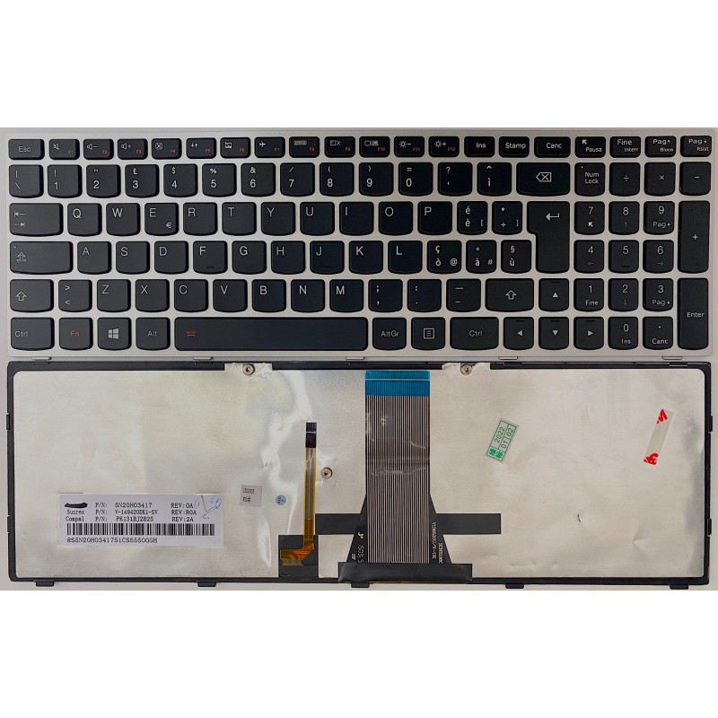 Tastiera italiana RETROILLUMINATA PER Lenovo IdeaPad 500-15isk Corinice Silver Tastiera italiana RETROILLUMINATA PER Lenovo IdeaPad 500-15isk Corinice Silver