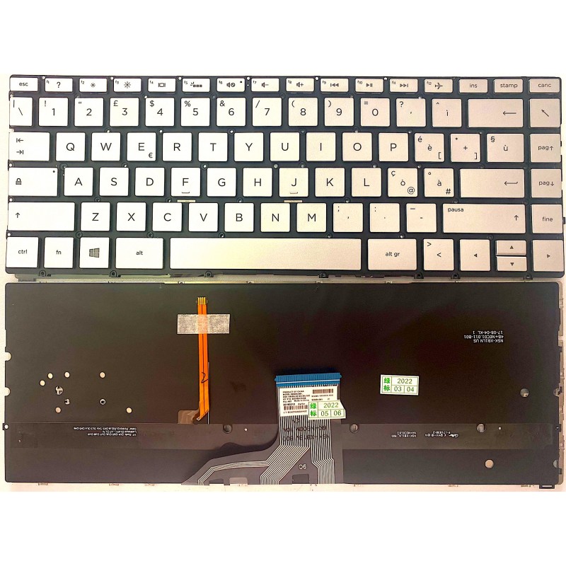 Tastiera italiana per HP Spectre x360 HP 13-AC 13-W 13-AP 13-AE RETROILLUMINATA SILVER Tastiera italiana per HP Spectre x360 HP 13-AC 13-W 13-AP 13-AE RETROILLUMINATA SILVER