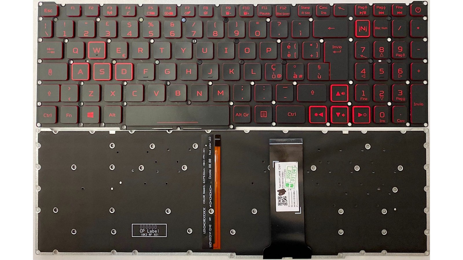 Tastiera italiana RETROILLUMINATA per Acer Nitro 5 AN515-55 AN515-55-50Z3 AN517-52 AN517-52-5744