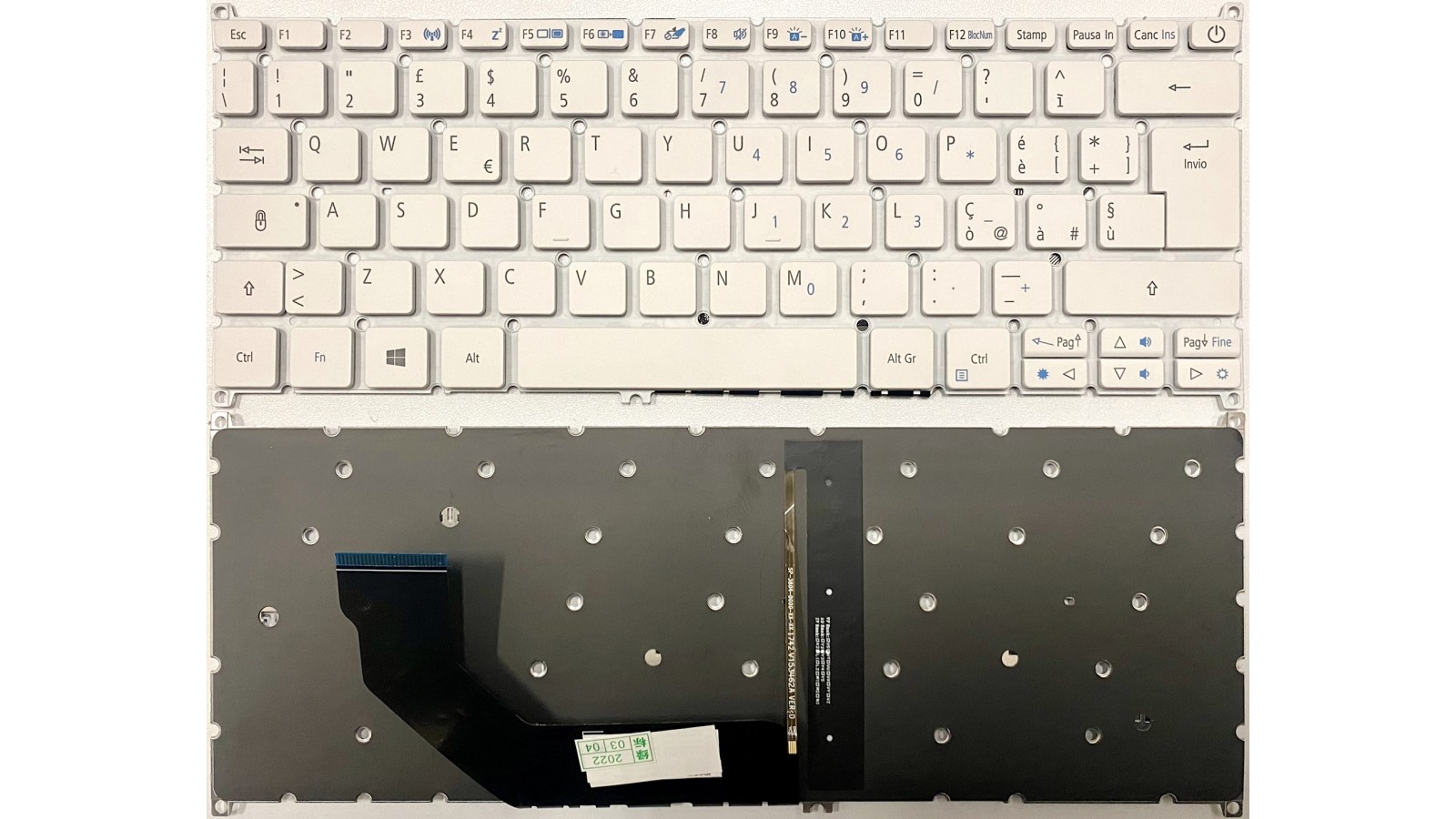 Tastiera italiana Retroilluminata per Acer SWIFT 3 SF314-52 SF314-52G SF314-53G SF314-55G Bianca
