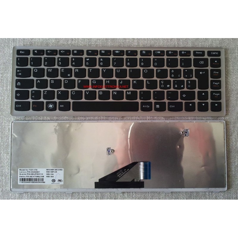 Tastiera Italiana silver con tastiera nera Lenovo Ideapad U310 Tastiera Italiana silver con tastiera nera Lenovo Ideapad U310