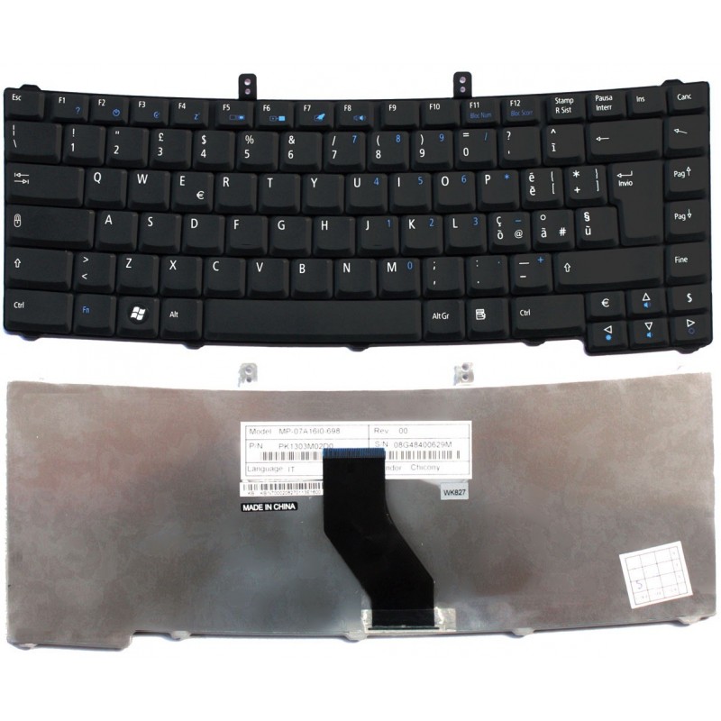 Tastiera nera compatibile con Acer Italiana Gateway NS50T Tastiera nera compatibile con Acer Italiana Gateway NS50T
