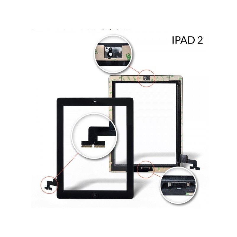 Touch screen vetro completo Apple iPad 2 Wi-Fi 3G nero completo di adesivi e tasto Home Touch screen vetro completo Apple iPad 2 Wi-Fi 3G nero completo di adesivi e tasto Home