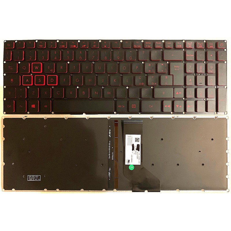 Tastiera italiana per Acer Nitro AN515-41 AN515-42 AN515-51 AN515-52 Retroilluminata Red Tastiera italiana per Acer Nitro AN515-41 AN515-42 AN515-51 AN515-52 Retroilluminata Red