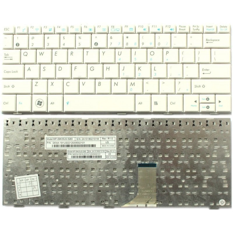 Tastiera bianca compatibile con Asus EEEPC 1001HA 1005HA 1008 1008H 1008HA R101 1001PX Tastiera bianca compatibile con Asus EEEPC 1001HA 1005HA 1008 1008H 1008HA R101 1001PX