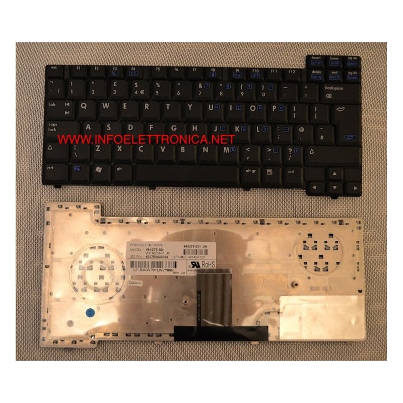 Tastiera italiana nera compatibile con HP COMPAQ NX6325 NX7300 NX7400 SERIE Tastiera italiana nera compatibile con HP COMPAQ NX6325 NX7300 NX7400 SERIE