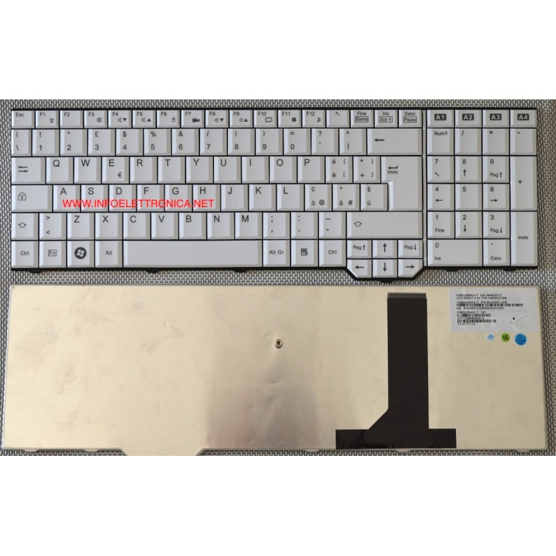 Tastiera bianca italiana compatibile con Fujitsu Amilo XA3530 Li3910 Pi3625 Xi3650 Xi3670 Tastiera bianca italiana compatibile con Fujitsu Amilo XA3530 Li3910 Pi3625 Xi3650 Xi3670