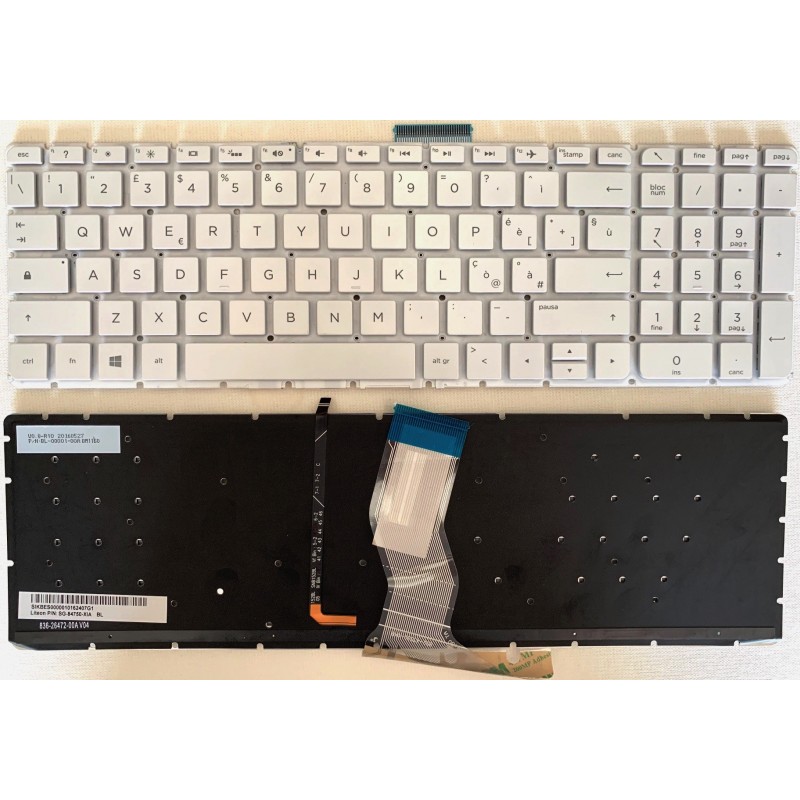 Tastiera italiana RETROILLUMINATA compatibile con HP Pavilion 15-AB 15-ab012nl 15-ab022nl 15-ab026nl 15-ab036nl Silver
